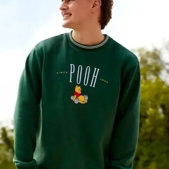 Disney Winnie The Pooh Green Embroidered Long Sleeve Pullover Sweatshirt - Picture 3 of 10